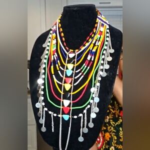 Maasai Wedding Necklace, African Wedding Jewelry Handmade Native American Pow